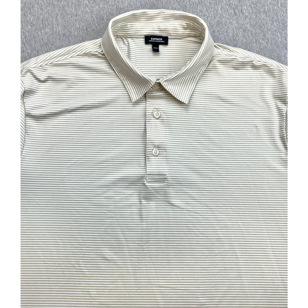 Express Polo Shirt Mens Large Striped Performance Stretch Short Sleeve‎